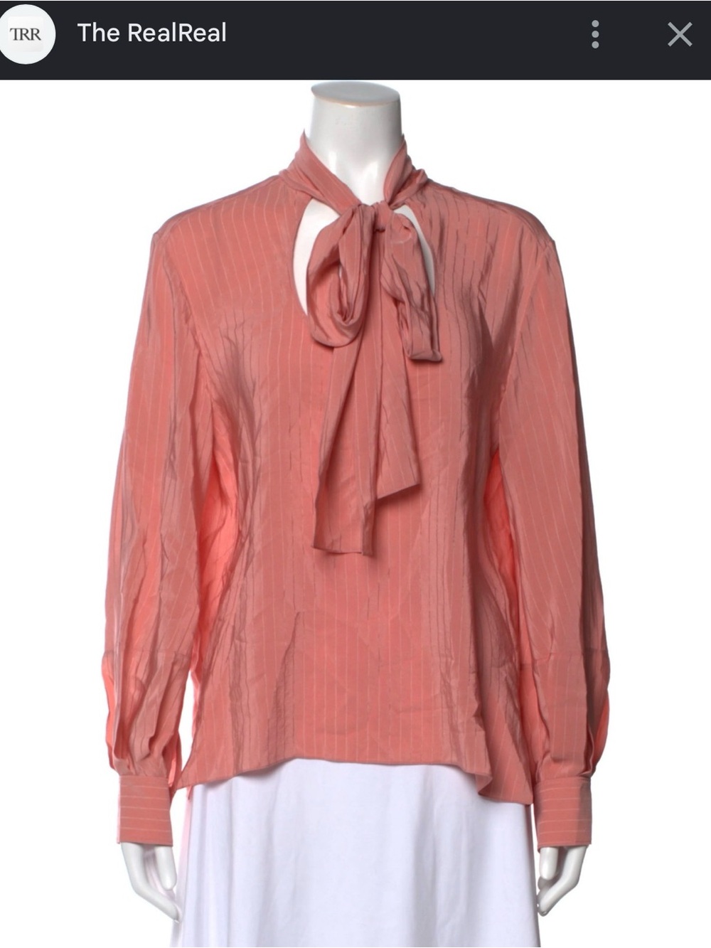 Chloé Silk Blouse Pink Striped Long Sleeve with Tie Neck Button Closure at Front